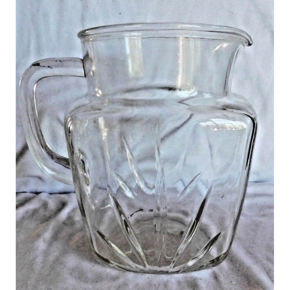 Vintage 1950 Federal Clear Glass Small Breakfast Juice Milk Pitcher Star Bottom